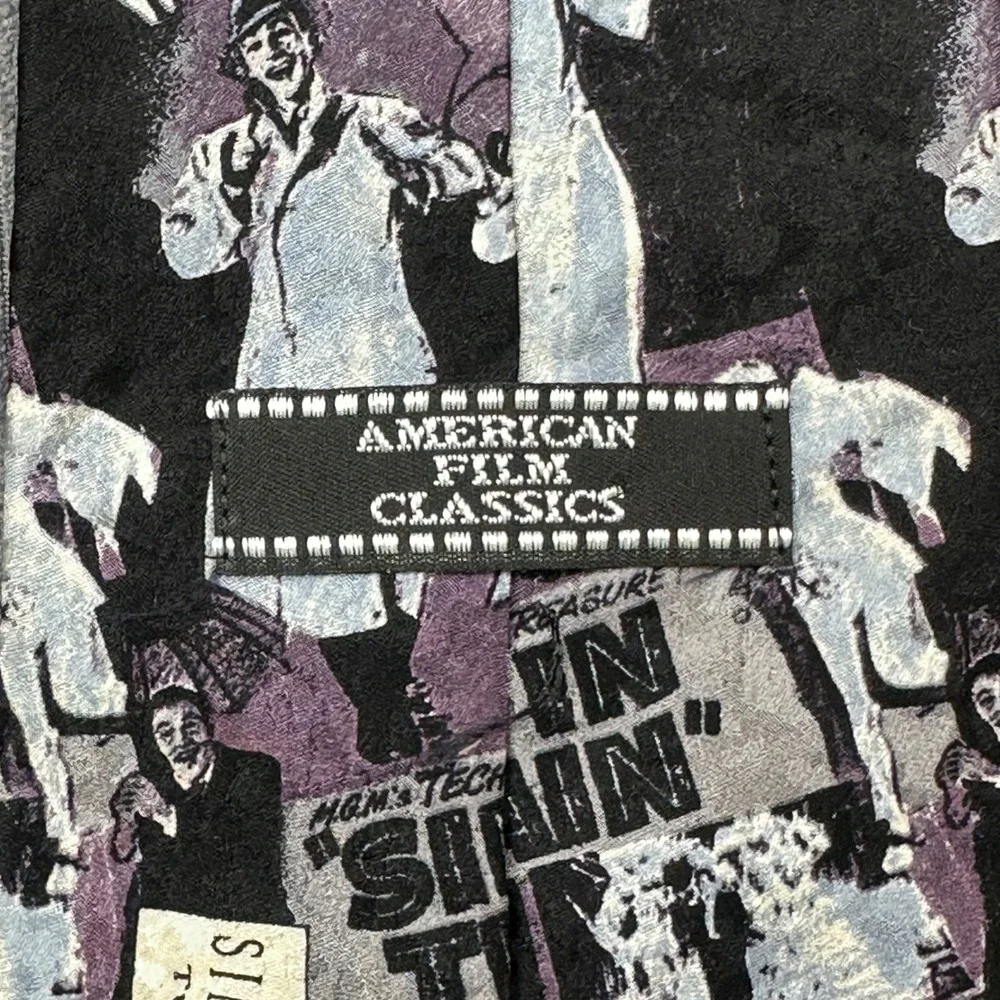 Vintage 1992 Singin in the Rain Silk Tie American Film Classic Movie Promo Black
